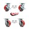 Service Caster 5 Inch Red Poly on Cast Iron Caster Set with Ball Bearings 4 Swivel Lock 2 Brake SCC-30CS520-PUB-RS-TLB-BSL-2-BSL-2 - alternate 3